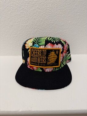 Cheers To Good Beers Floral Snapback Hat - Black Brim